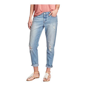 Old Navy Distressed Medium Wash Skinny Boyfriend Jeans Women's 24 Plus Long